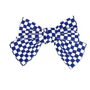 Blue Checkered Bow Barrette